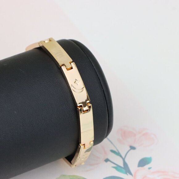 "Rose Gold Moon and Star Bracelet in High Polish Link Design, XPBL1144 - Picture 8 of 12